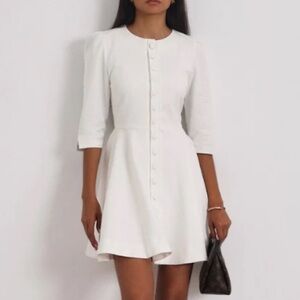 Vita Grace Roma Elegant Denim Day Dress White Cotton Button Down Mini Small